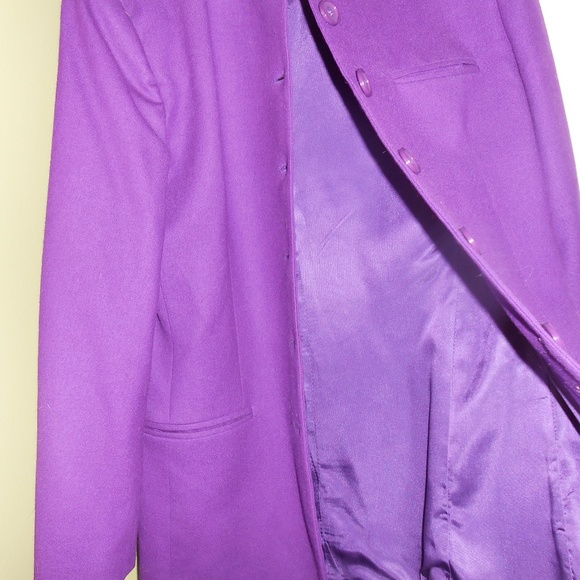 Vtg Christian Dior Purple Ladies Wool Blazer Sz 6 - Picture 4 of 5
